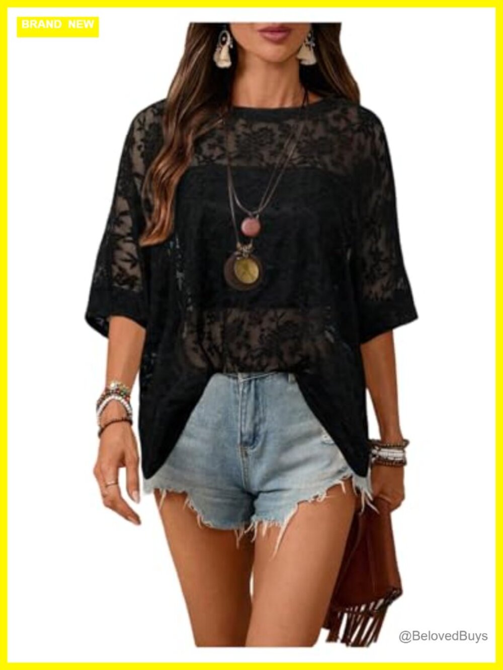 Womens Boho Sheer Floral Mesh Lace Short Sleeve Summer Top Blouse